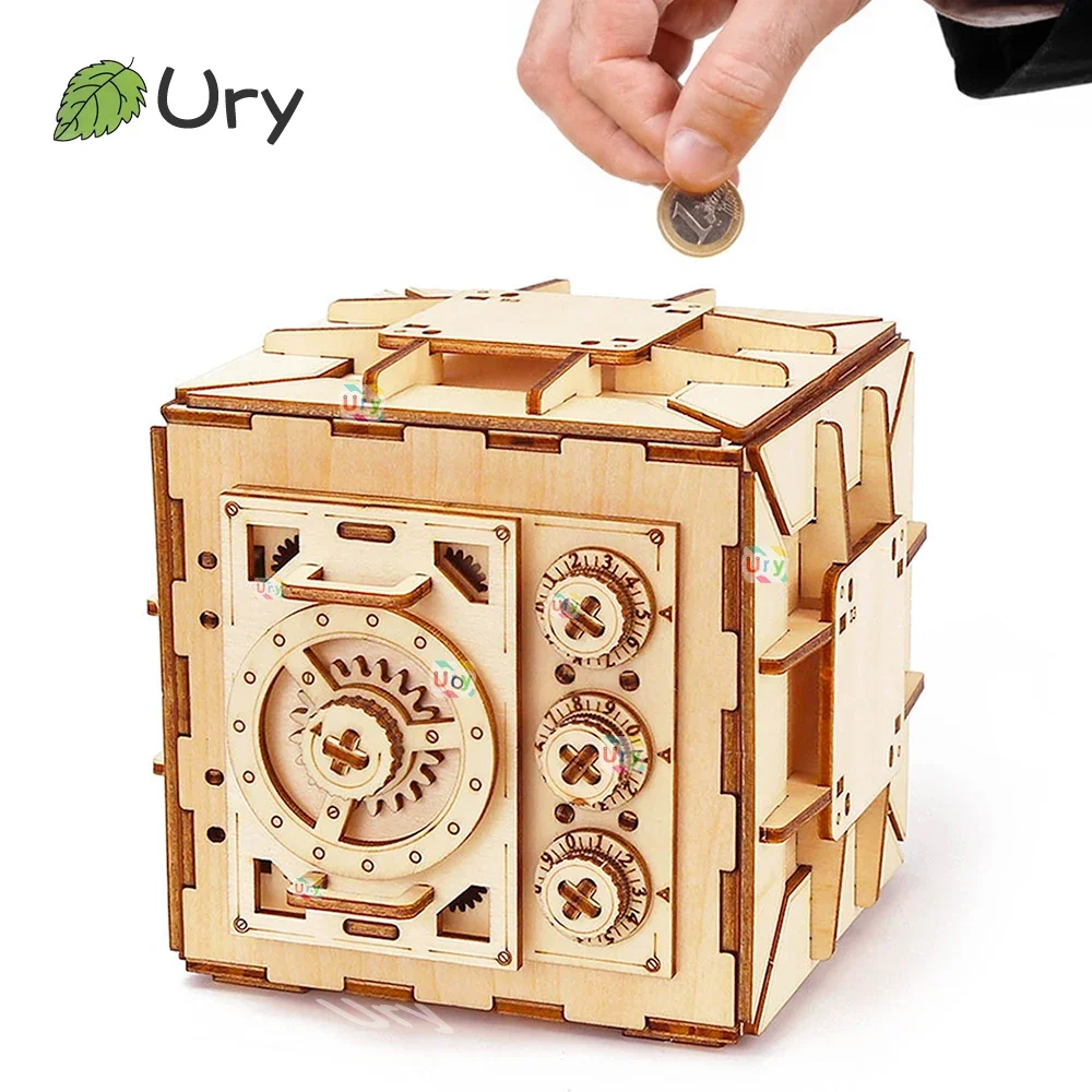 Kids Education Money - URY 3D Ahşap Bulmaca Şifre Hazine