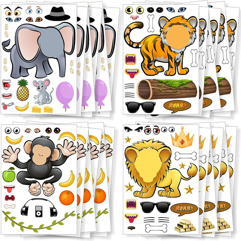 Kids Education Money - Karikatür Safari Hayvanlar Çıkartmalar Çocuklar Çocuklar
