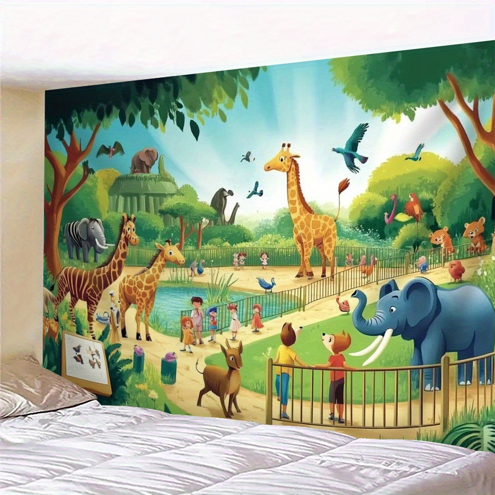 1 adet Karikatür Hayvanat Bahç - Background For Kids Education incelemesi ve fiyatı